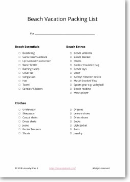 Download this free Beach Vacation Packing List.