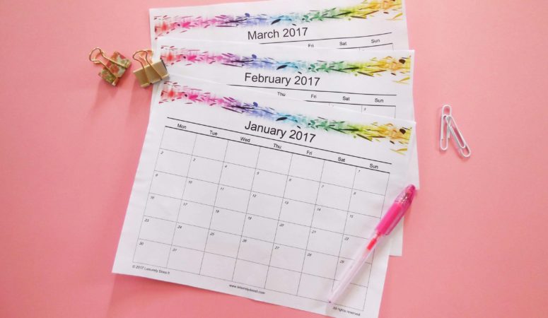 It’s Here! Download Your Free 2017 Monthly Calendar Printable