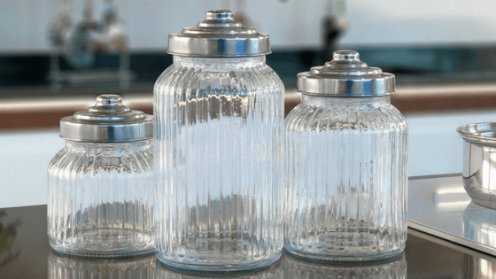 Glass jars— The pantry is one of the ideal clutter hotspots because it's easy to forget items that are in there.