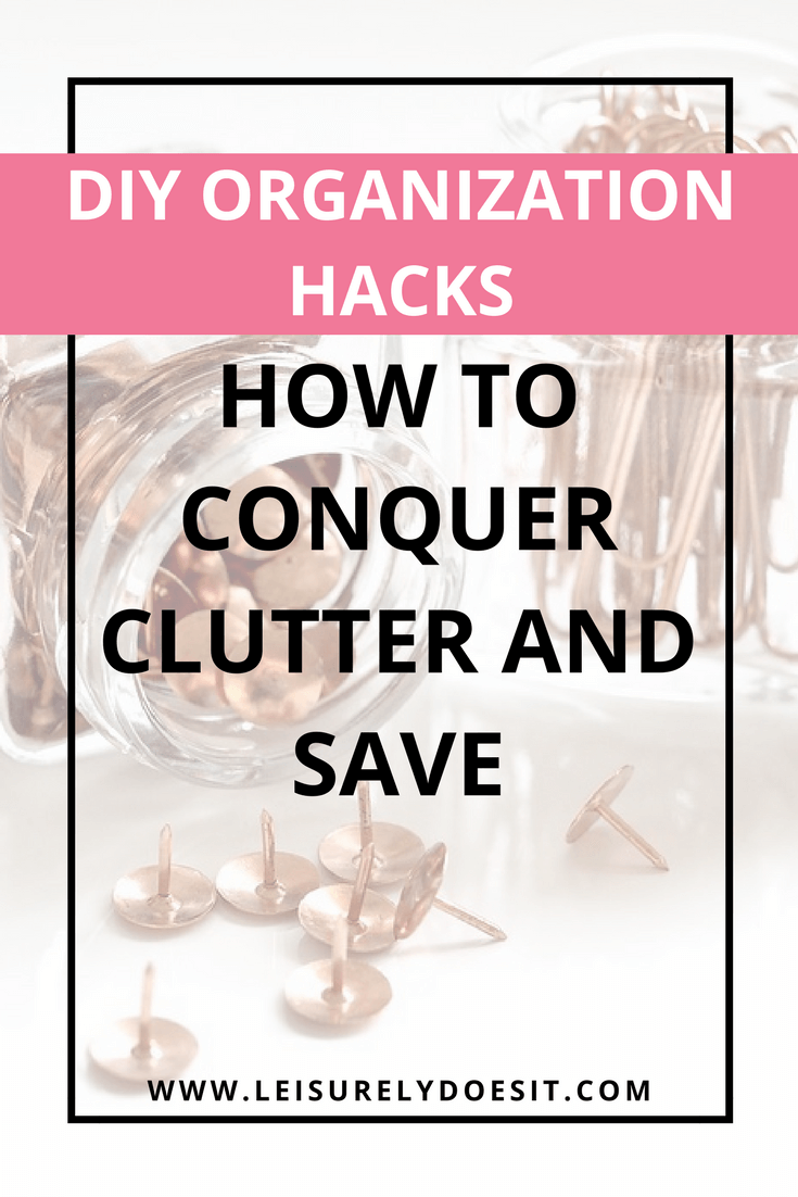 Want some good ideas for saving money while you declutter your home? Here are fifteen awesome DIY organization hacks, storage tips and tricks. #organize #organization #organizing #declutter #organizinghacks #organizationhacks