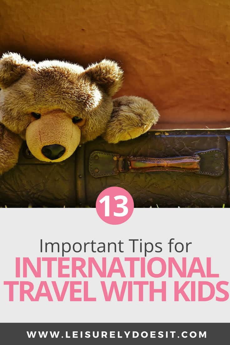 As a mom, traveling with kids to an overseas destination on a plane can be stressful. It's important to have snacks and activities to keep your children happy and entertained. Here are some international travel tips about safety and sleeping. There's even a free printable packing checklist included. Your family vacations to anywhere in the world will be a whole lot easier with these ideas. #travel #traveltips #vacation #holiday