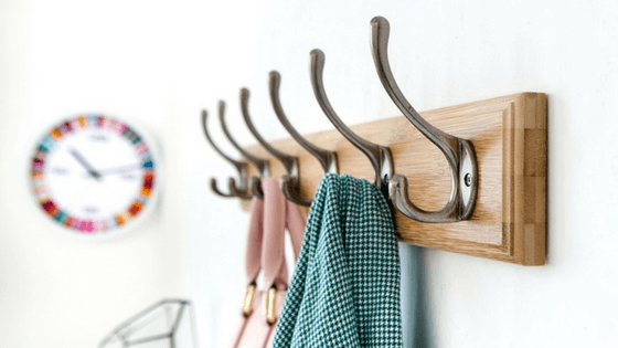 Hooks on the wall - Top 12 Easy Ways To Organize Your Life (And Keep It That Way)