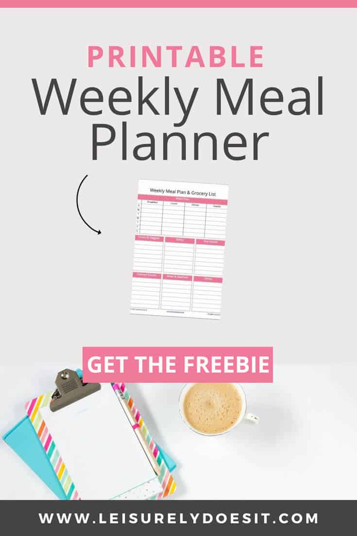 A simple menu plan eliminates the overwhelm of what to cook for dinner. Grab this free weekly meal planner plus grocery list printable to keep track of dinner ideas like freezer cooking or slow cooker recipes and shopping lists. Get started meal planning on a budget with these tips. #mealplan #mealprep #menuplanning #mealprepmonday #meals