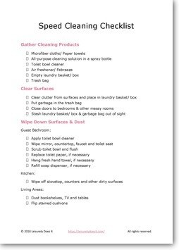 Download this free printable Speed Cleaning Checklist.