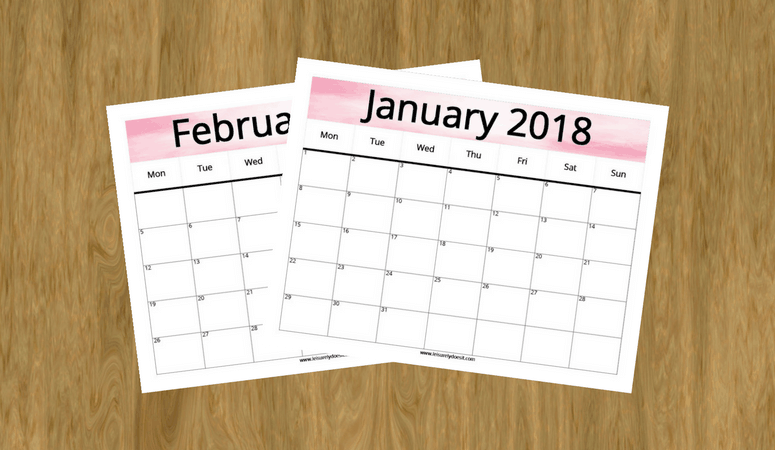 It’s Here! Download Your Free Printable 2018 Monthly Calendar