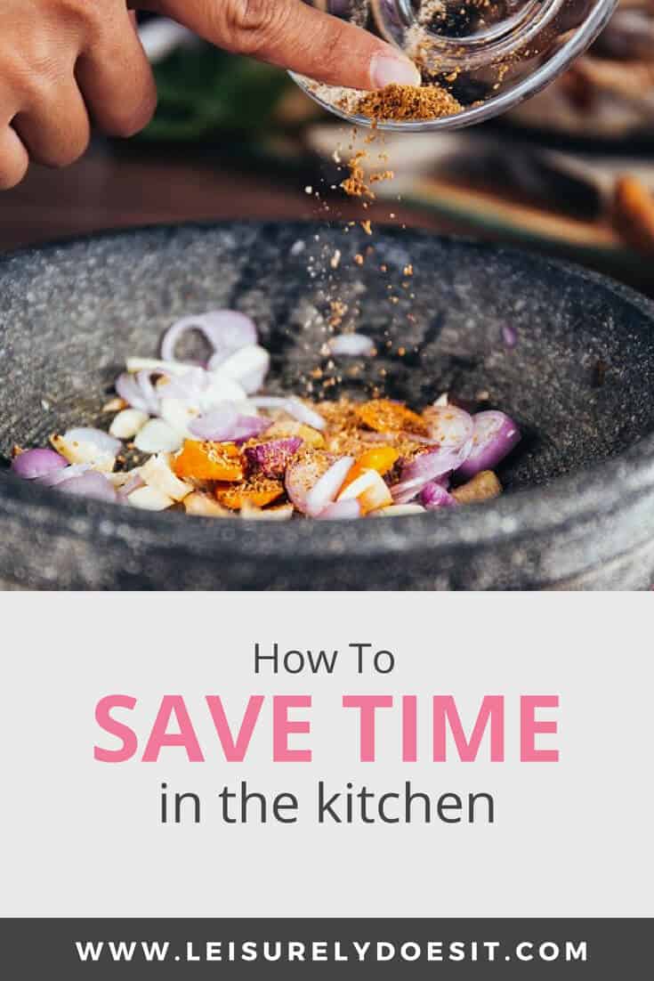 Here are my top twelve tips you can use to save time in the kitchen cooking breakfast, lunch or dinner for your family! #kitchen #pantry #organization #mealplan #mealprep