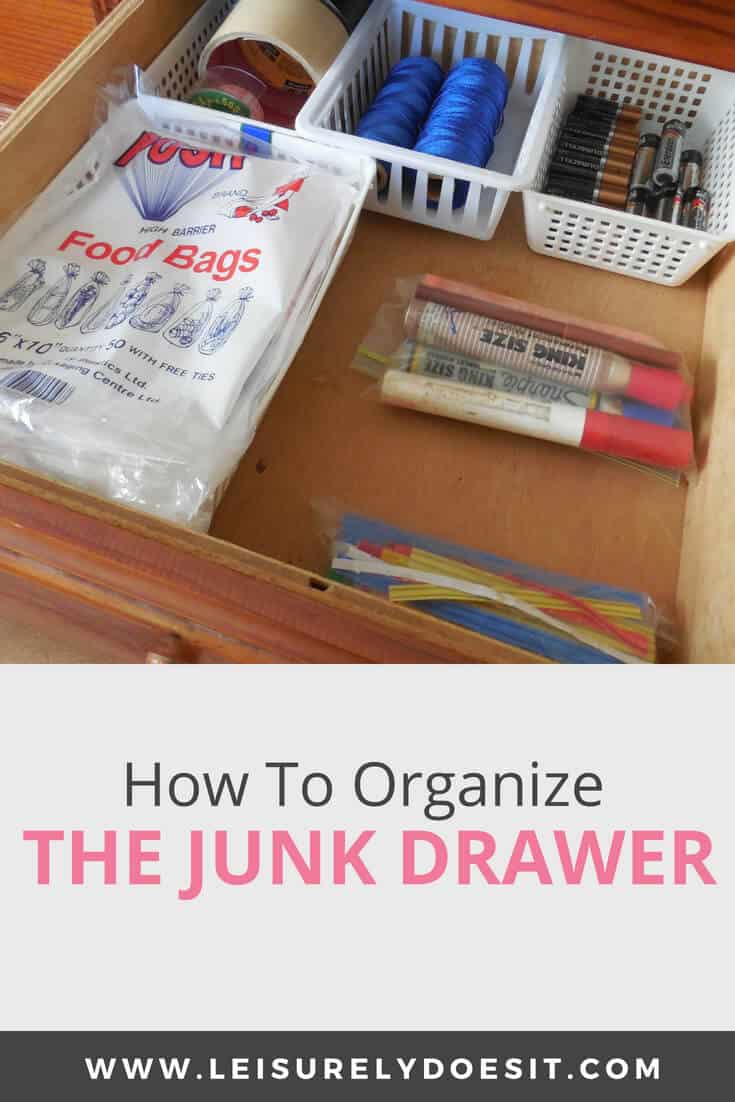 The junk drawer provides storage for lots of small random items so it's hard to organize and can get messy. If this is on your list of organizing projects, use these organization ideas to clean up the drawer whether it's in your kitchen or bathroom. #organization #organizing #organize #declutter