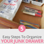 Every house has a junk drawer whether it's in the kitchen, bathroom or office. Need some simple organization ideas for yours? Follow these easy steps to organize your junk drawer so it's no longer messy. #organization #organizing #organize #declutter