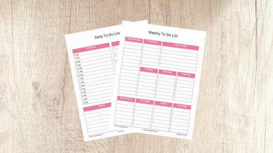 Daily To Do List printable and Weekly To Do List printable