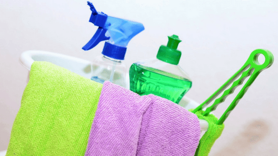 Keeping cleaning supplies handy saves times when you want a clean house.