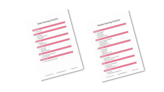 Download the free Daily and Weekly Cleaning Checklist printables and get started creating your own home cleaning schedule.