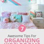 A lot of activities happen in your kid's bedroom so having an organized space makes it more functional. And, if the child's room is small or shared, it's even more important. Whether you have girls or boys, you need to include a bed and maybe a reading area with shelves for books, a desk for homework or a play area with space for art supplies, toys, legos and a massive collection of stuffed animals, here are some awesome organization and space-saving storage ideas to cut down on clutter. You'll also get free printable daily closet organizer tags you can use to separate clothes for school. #freeprintable #kidsroom #kids #bedroom #organizingtips #organize #organizing #organization