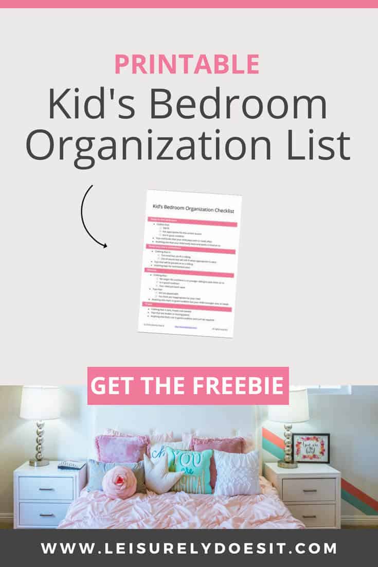 A lot happens in your kid's bedroom so taking the time to declutter and have an organized space makes it more functional. And, if the child's room is small or shared, it's even more important. Whether you have girls or boys, you need to include a bed and maybe a reading area with shelves for books, a desk for homework or a play area with space for art supplies, toys, legos and their stuffed animals. Here are some simple and cheap organization and space-saving storage ideas to cut down on clutter. You'll also get free printable daily closet organizer tags you can use to separate clothes for school. #freeprintable #kidsroom #kids #bedroom #organizingtips #organize #organizing #organization