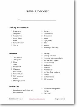 Download this Travel Checklist Free Printable