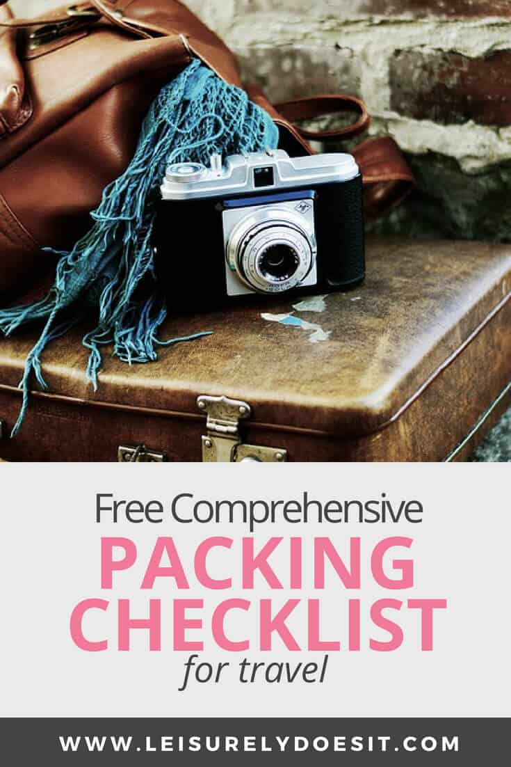 A travel checklist eliminates the stress of packing for trips. Bonus you won't forget anything you need. Use this free printable packing list for your next vacation. #packinglist #packing #travelling #packingtips #whattopack