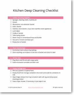 Free Printable Kitchen Cleaning Checklist.