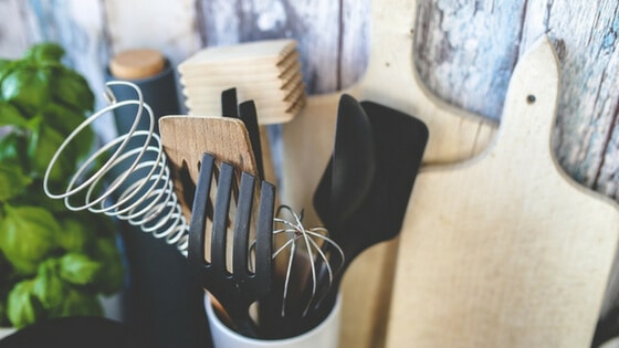 Declutter kitchen counters by finding other storage solutions for clutter.