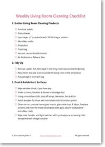 Free Printable Weekly Living Room Cleaning Checklist