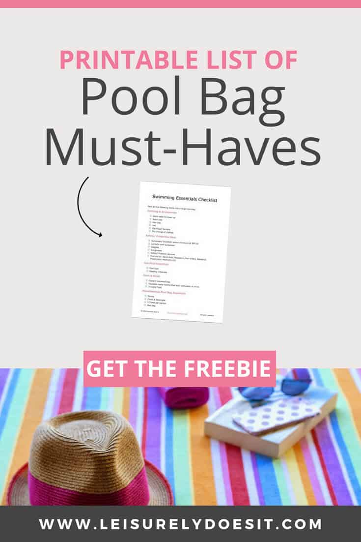 Printable list of pool bag must-haves