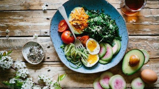 Meal of vegetables and eggs - Gracious host