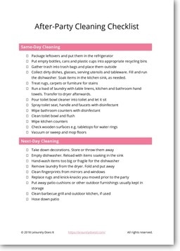 Download this free printable After-Party Cleaning Checklist.