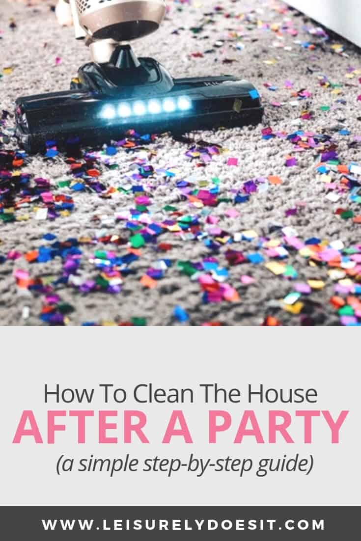 Need a step-by-step guide for how to clean your house after a party? Download this free printable After-Party Cleaning Checklist. Also, discover tips for making post-party clean-up easy. #cleaning #cleaningtips #freeprintable #party #partying