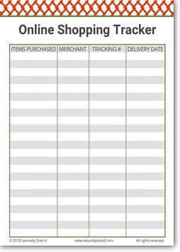 Christmas Planner -Online Shopping Tracker Printable - Leisurely Does It