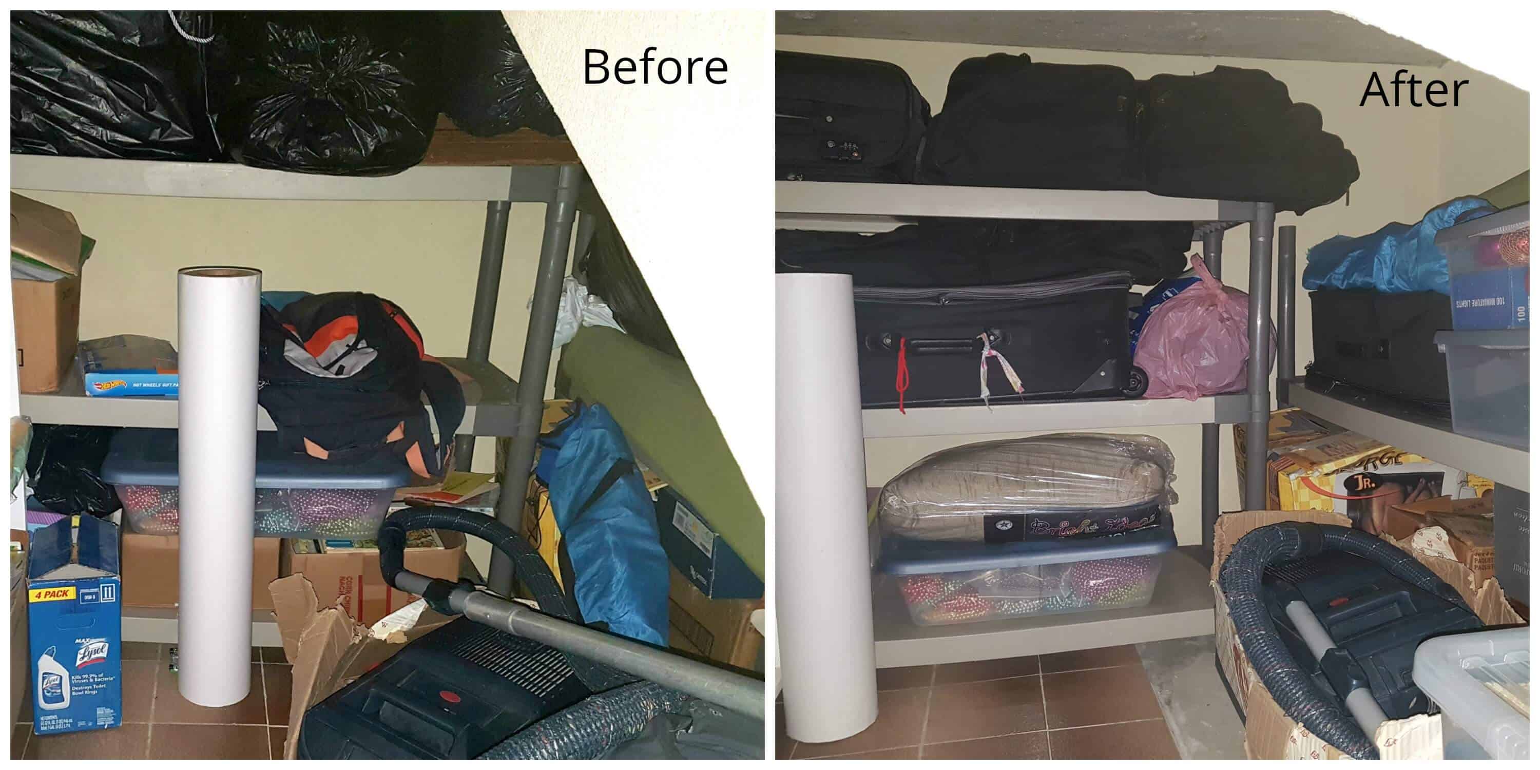 Declutter before and after photo - How To Clean Out A Room Full of Junk