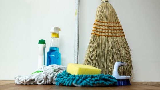 Gather the cleaning supplies you'll need to clean out your junk room.