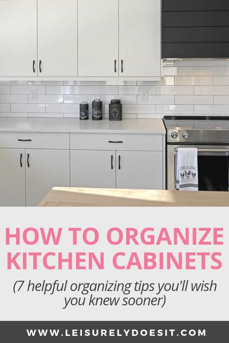 Learn my best tips for how to organize kitchen cabinets, step-by-step, even if they're small ones. This includes simple organizing ideas for pots and pans, food and even those awkward corner cupboards. #kitchencabinets #kitchenorganization #kitchenorganizationideas #ldi 