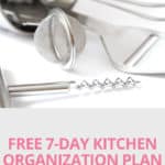 Ready to get rid of clutter from your kitchen countertops, pantry, cupboards, refrigerator and more? Then, you need to join the free 2019 Kitchen Declutter Challenge. In 7 days, you'll get simple organizing ideas to turn the kitchen in your home into a beautiful, functional space. Click here to join in and download your free printable checklist. #kitchenorganization #kitchenorganizationideas #declutteryourhome #decluttering