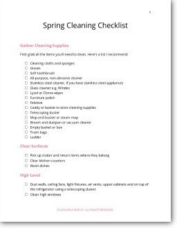 Download free printable Spring Cleaning Checklist.