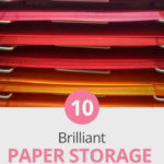 Ready to get rid of paper clutter in your home? Whether it's craft paper you want to store or you need a filing system in your home office, these paper storage ideas can help. #paperclutter #paperorganization #ldi