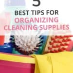 Learn how to organize cleaning supplies at home with these simple tips and tricks. Whether you've got a small cabinet, closet or you're arranging cleaning products on shelves under the sink, these storage ideas will make it that much easier to keep your home tidy. #organizingcleaningsupplies #cleaningproducts #ldi