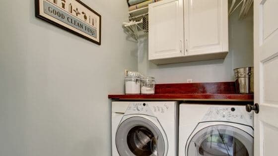 Declutter before moving and make sure your laundry room is tidy for potential home buyers.